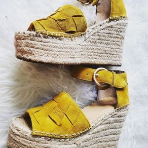Yellow Marc Fisher wedges 6.5